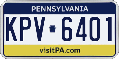 PA license plate KPV6401