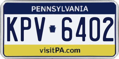 PA license plate KPV6402