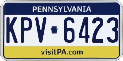 PA license plate KPV6423