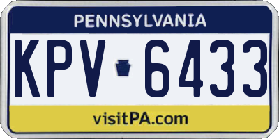 PA license plate KPV6433