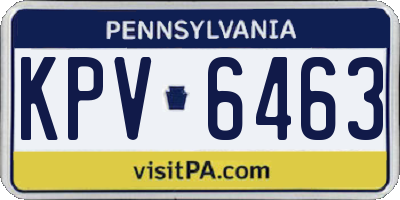 PA license plate KPV6463