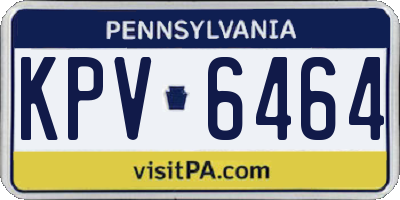 PA license plate KPV6464