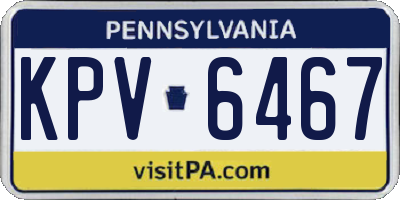 PA license plate KPV6467