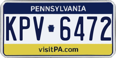 PA license plate KPV6472