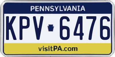 PA license plate KPV6476