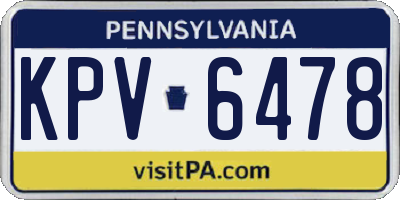 PA license plate KPV6478