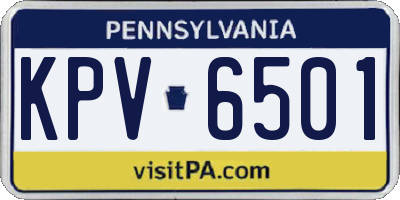 PA license plate KPV6501