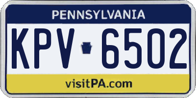 PA license plate KPV6502
