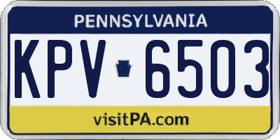 PA license plate KPV6503