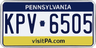 PA license plate KPV6505