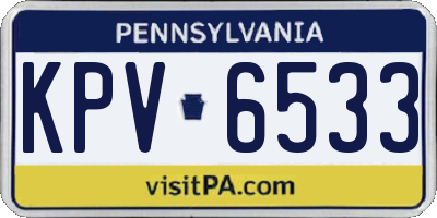 PA license plate KPV6533