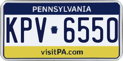 PA license plate KPV6550