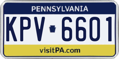 PA license plate KPV6601