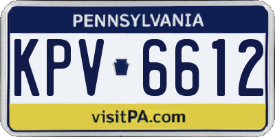PA license plate KPV6612