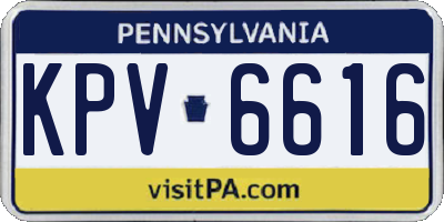 PA license plate KPV6616