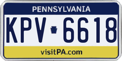 PA license plate KPV6618