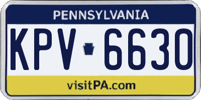 PA license plate KPV6630