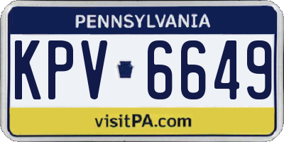 PA license plate KPV6649