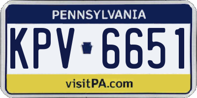 PA license plate KPV6651