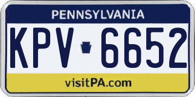 PA license plate KPV6652