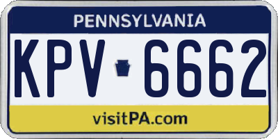 PA license plate KPV6662