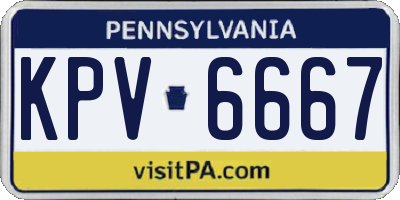 PA license plate KPV6667