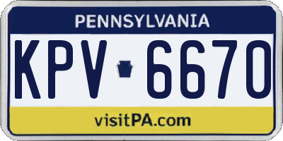 PA license plate KPV6670