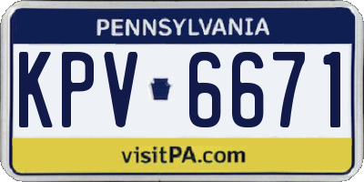 PA license plate KPV6671