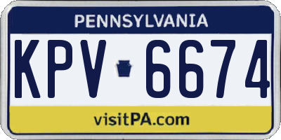 PA license plate KPV6674