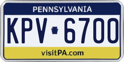 PA license plate KPV6700