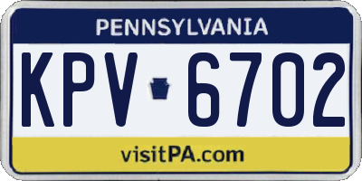 PA license plate KPV6702