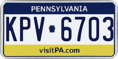 PA license plate KPV6703