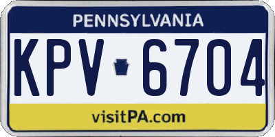 PA license plate KPV6704