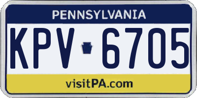 PA license plate KPV6705