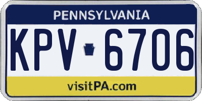 PA license plate KPV6706