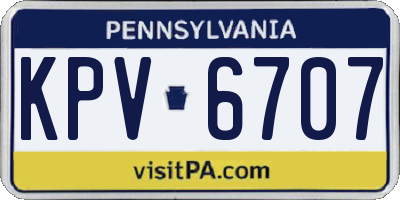 PA license plate KPV6707