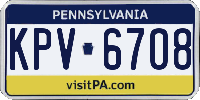 PA license plate KPV6708