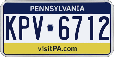 PA license plate KPV6712