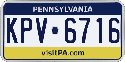 PA license plate KPV6716
