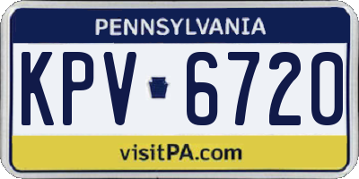 PA license plate KPV6720
