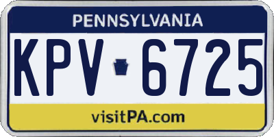 PA license plate KPV6725