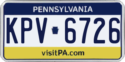 PA license plate KPV6726