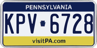PA license plate KPV6728