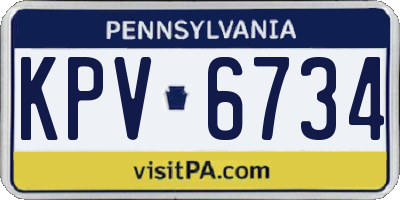PA license plate KPV6734