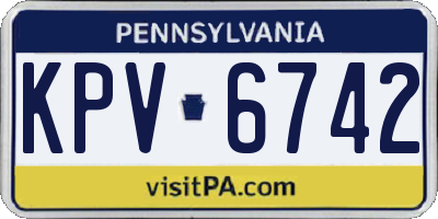 PA license plate KPV6742