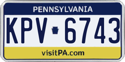 PA license plate KPV6743