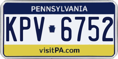 PA license plate KPV6752