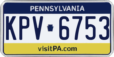 PA license plate KPV6753