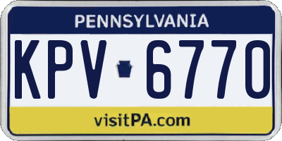 PA license plate KPV6770
