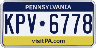 PA license plate KPV6778
